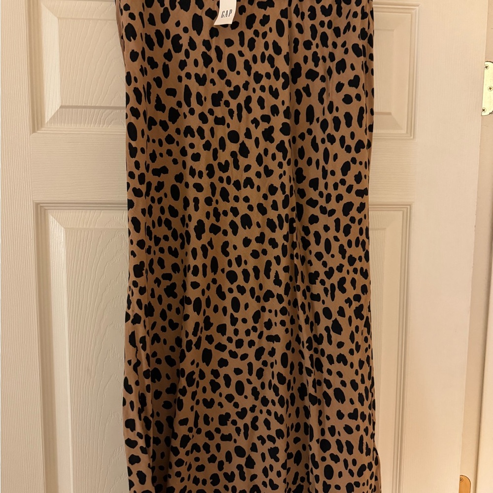 GAP Tan and Black Animal Print Maxi Skirt